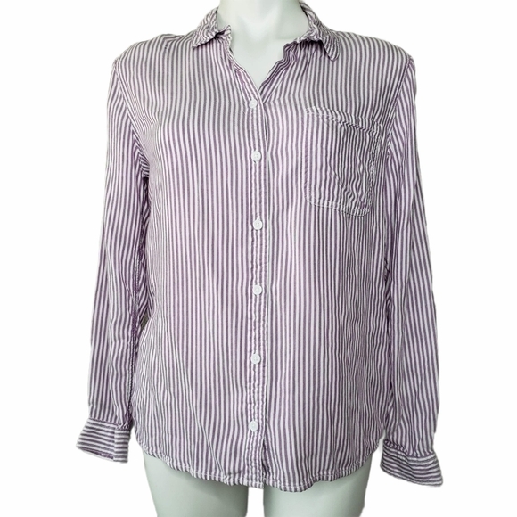 BLL Collection | Purple White Striped Button Down - Picture 1 of 6